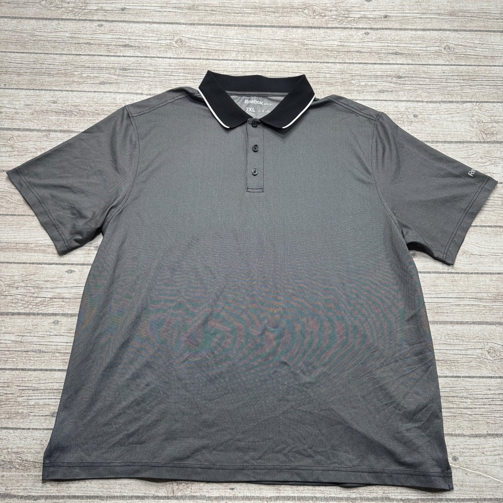 Reebok Golf Polo Shirt Men's 2XL Gray Short Sleeve Athletic Sportswear Preppy